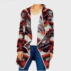 𝅺Lucky Brand Women's Aztec Southwestern Waterfall Front Sweater Jacket Cardigan